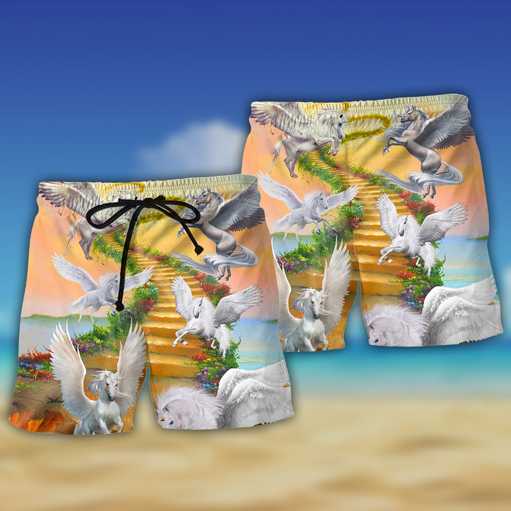 Horse Paradise Dream Fantasy Art – Beach Short