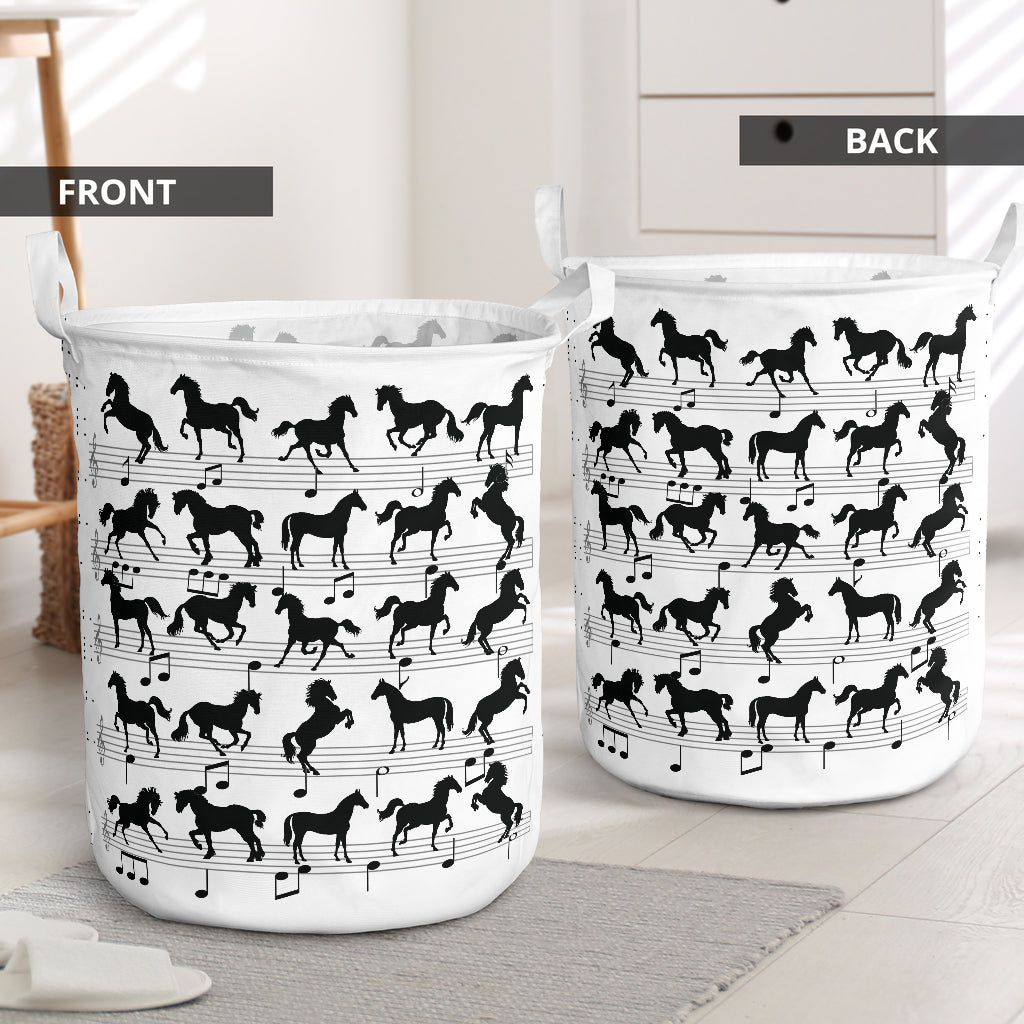Horse Music Notes Style - Laundry basket - Owls Matrix LTD