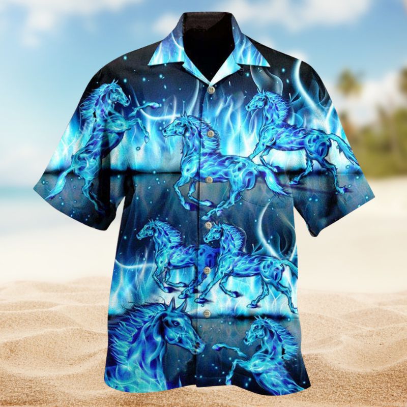 Horses Burning Blue Edition – Hawaiian Shirt