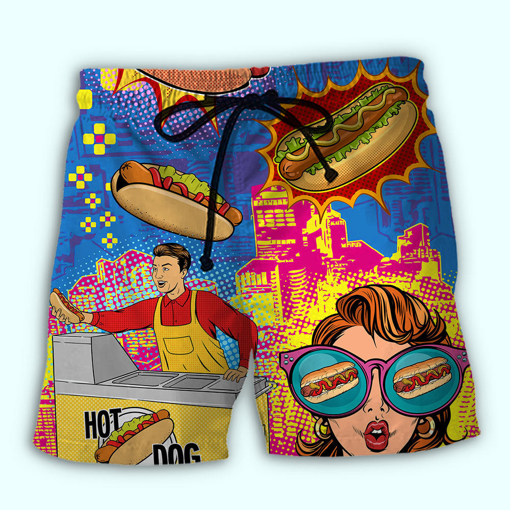 Hot Dog Pop Art Food Style – Beach Short