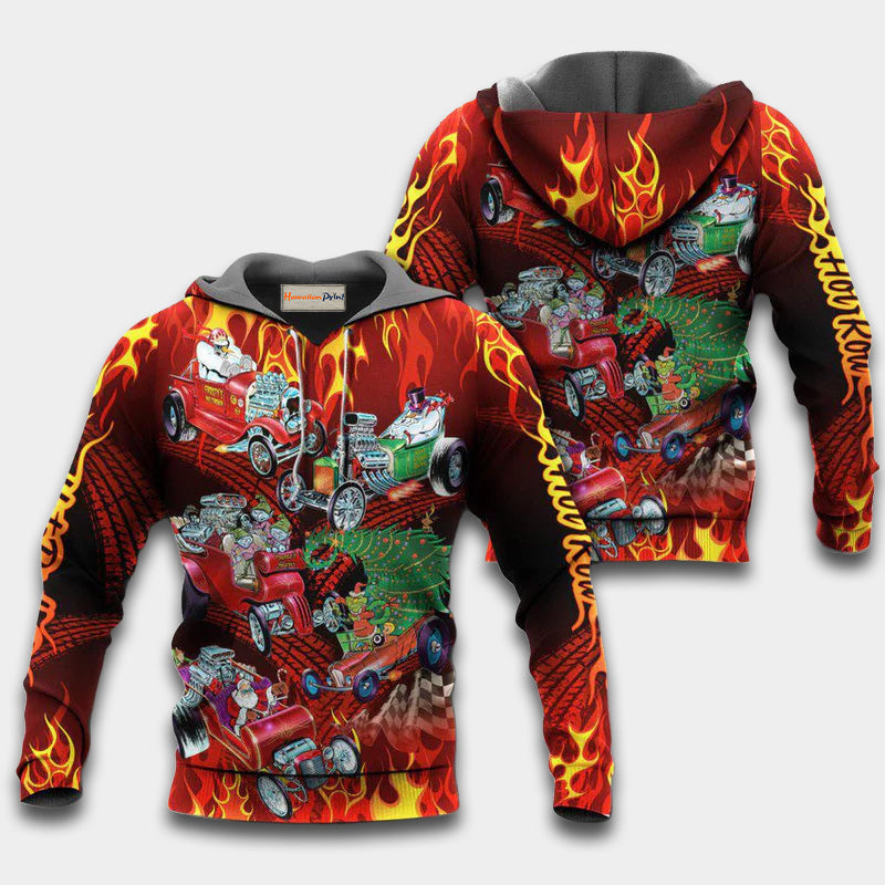 Hot Rod Merry Christmas Art – 3D Hoodie