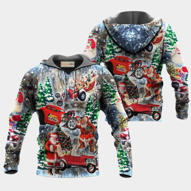 Hot Rod Merry Christmas Art – 3D Hoodie