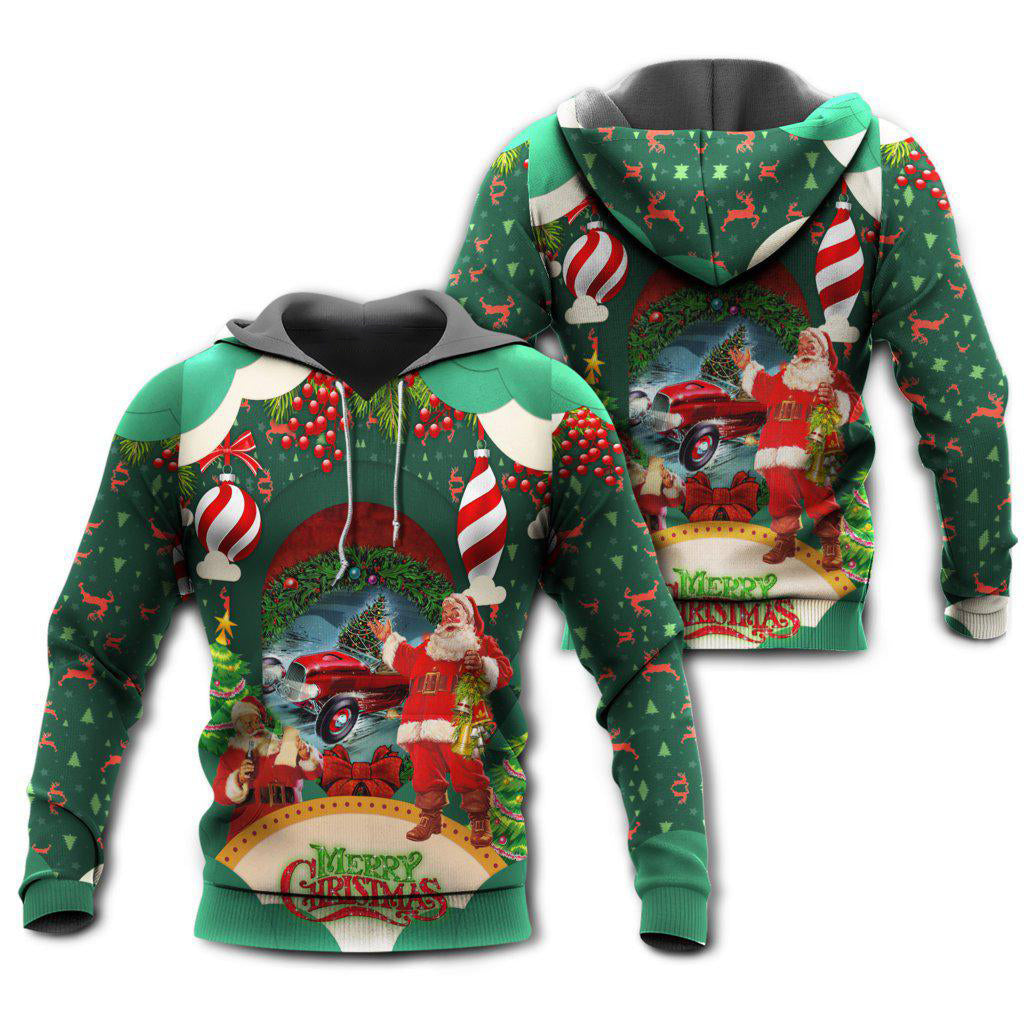 Hot Rod Christmas Santa Love - 3D Hoodie3