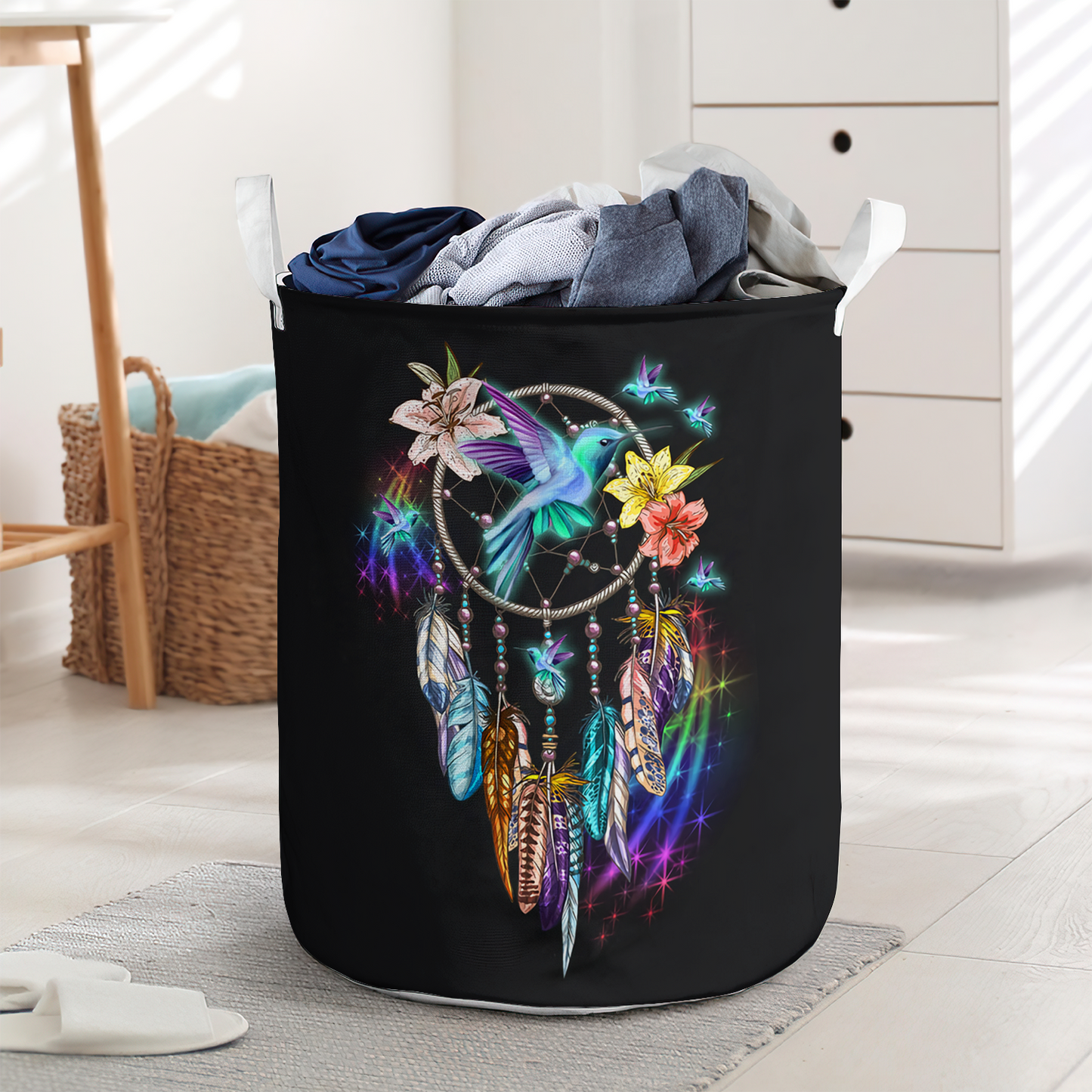 Hummingbird dream catcher - Laundry basket - LAUB03NGC280222 - Owls Matrix LTD