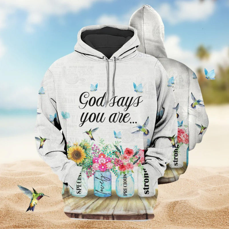 Hummingbird Floral Inspirational Quote - 3D Hoodie