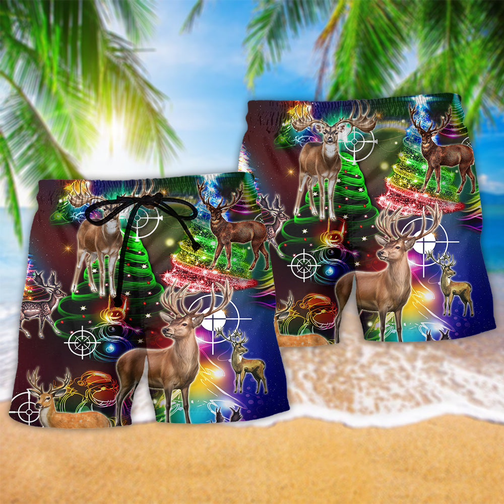 Hunting Deer Lover Christmas Night Art – Beach Short