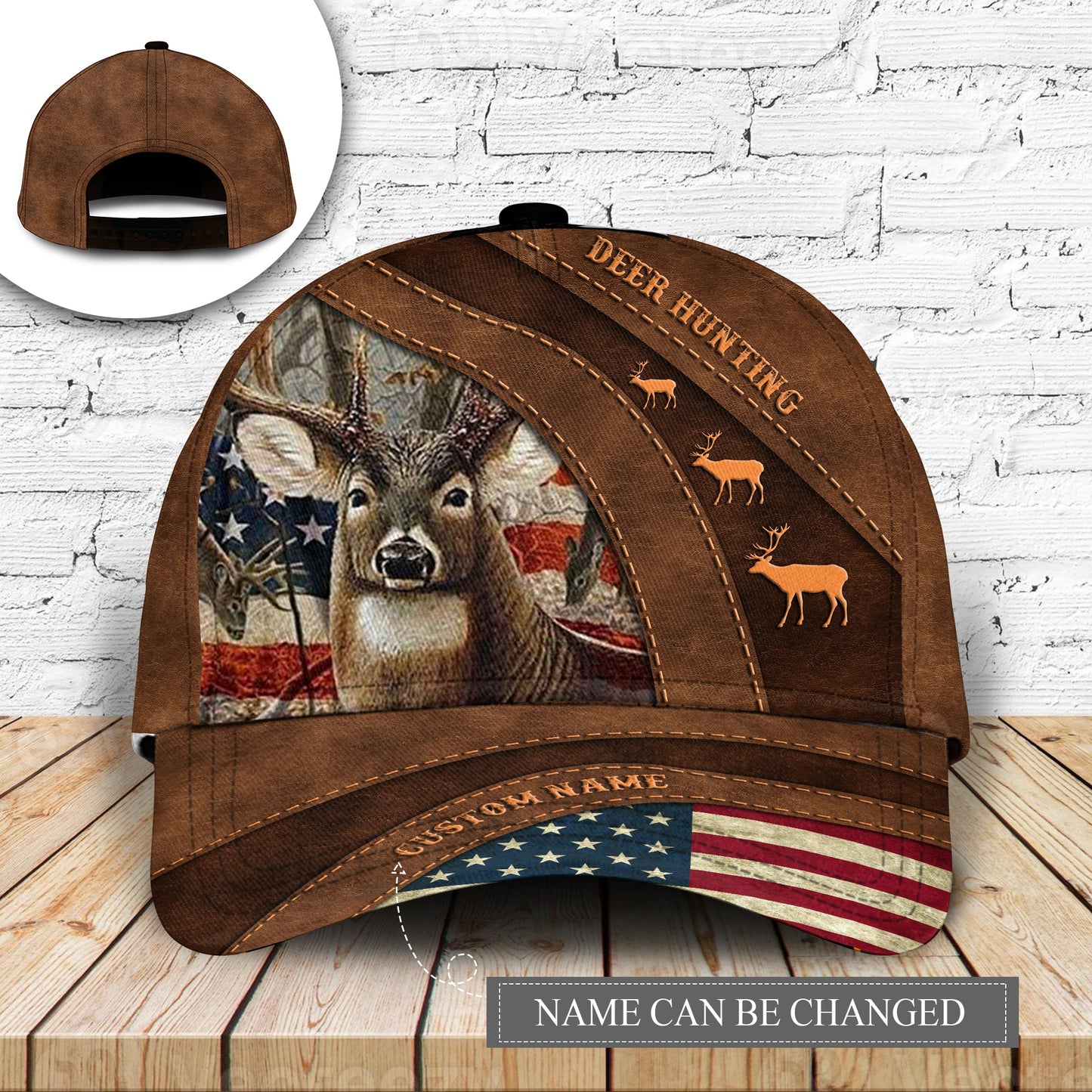 Deer Hunting US Flag Vintage Personalized – Classic Cap