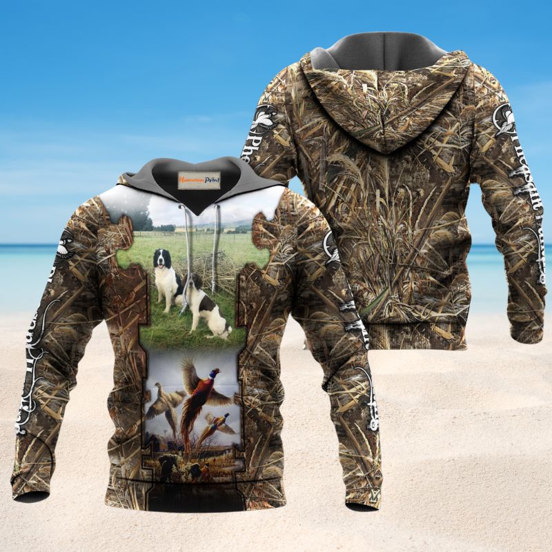 Hunting Pheasant With Dog Art – 3D Hoodie
