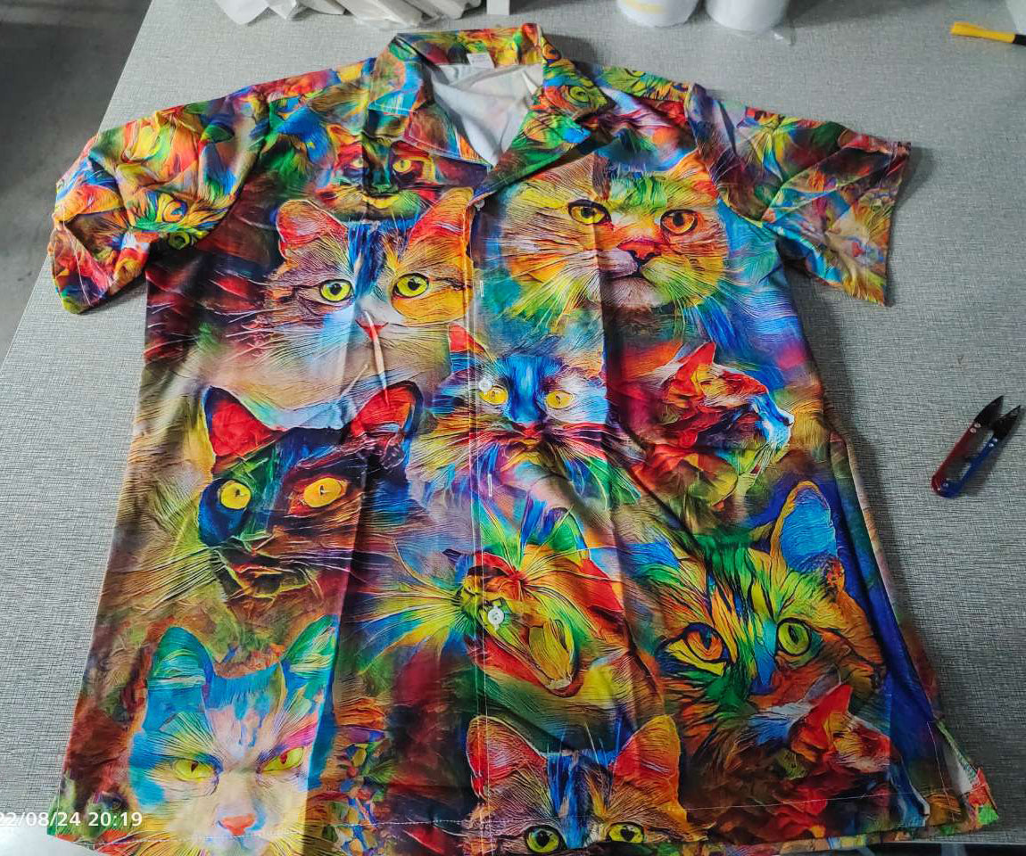 Beautiful Colorful Cat Painting - Hawaiian Shirt