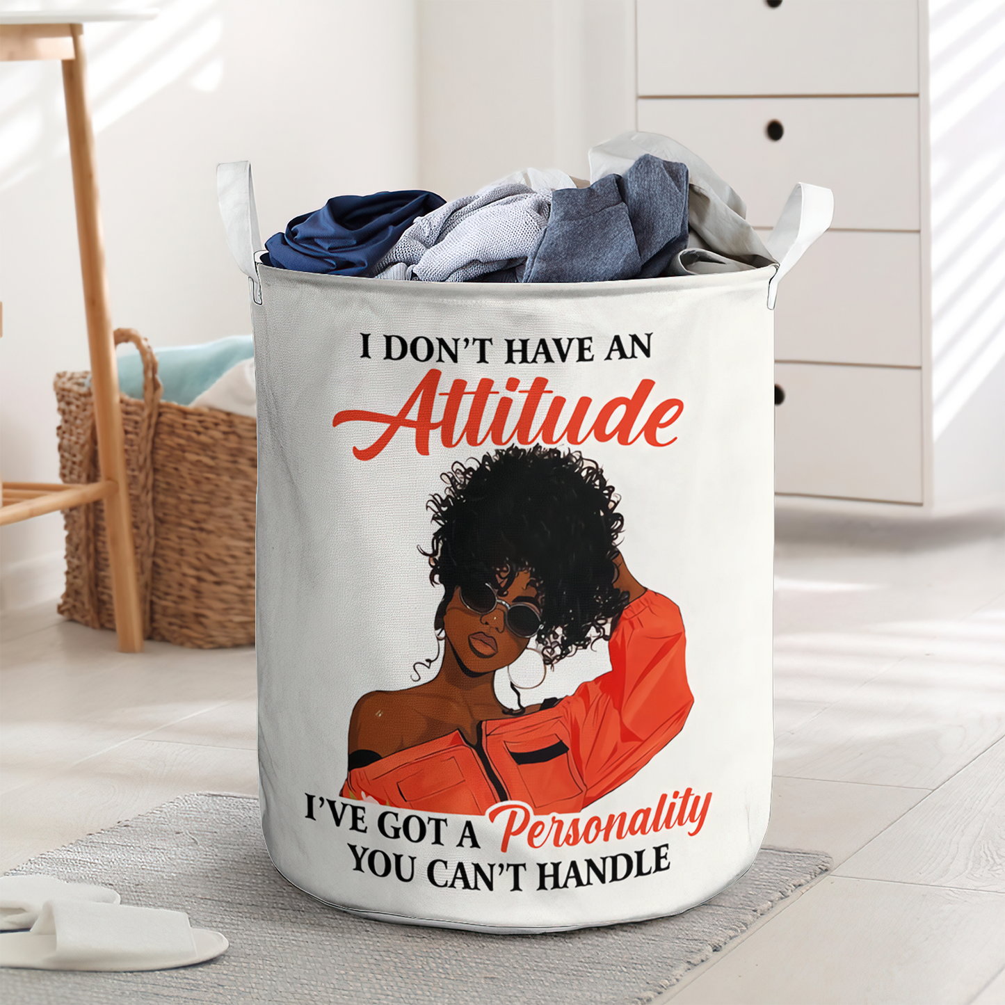 Strong girl doesn't have an attitude black woman - Laundry basket - LAUB01NGC250222-Owls Matrix