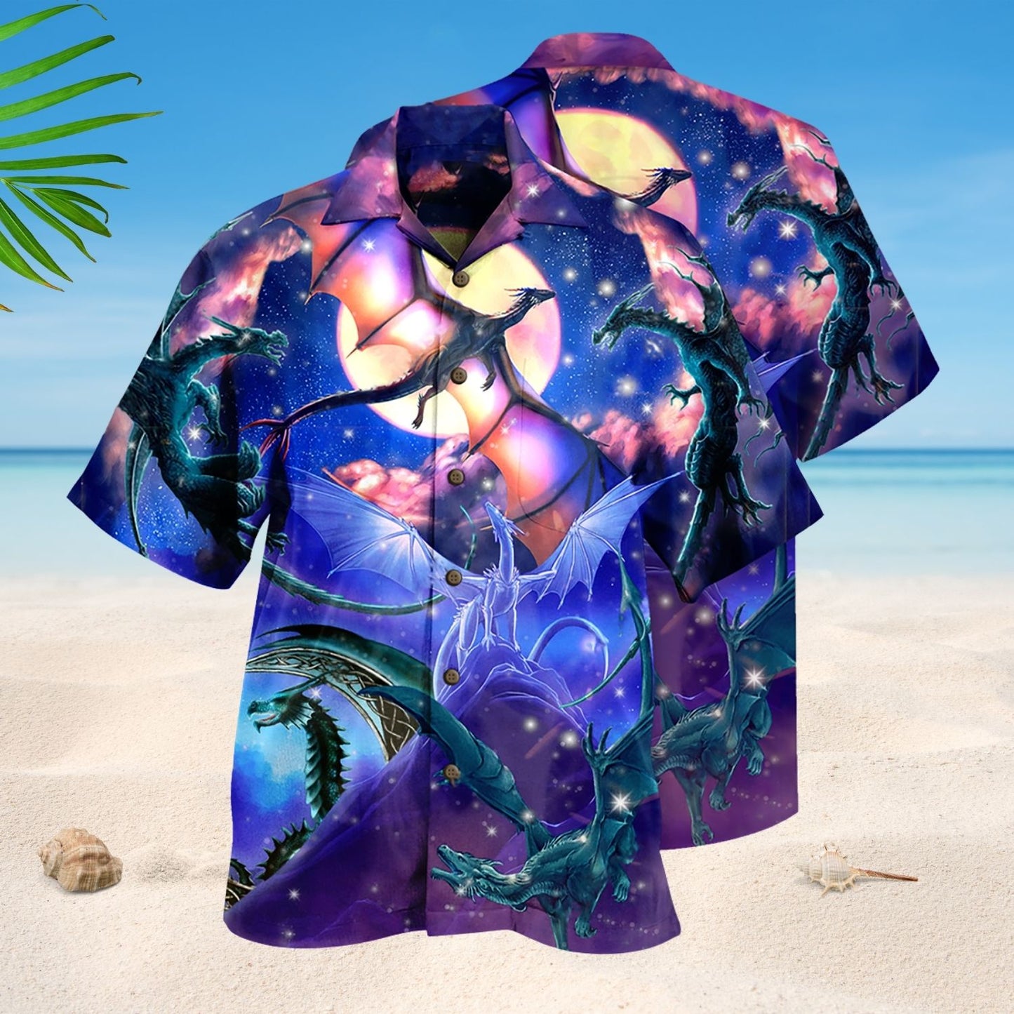 Dragonfly Flying To The Moon Art Style – Hawaiian Shirt