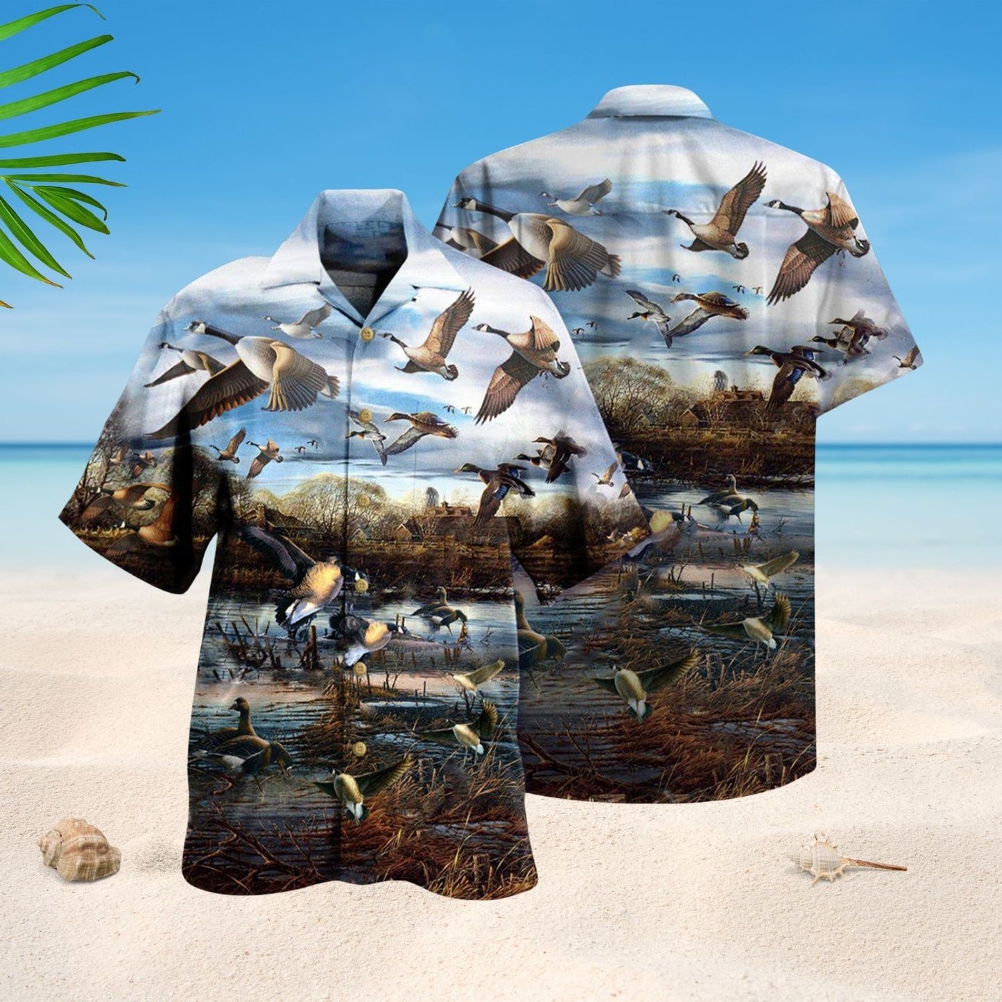 Canada Geese Peaceful Sky Art – Hawaiian Shirt