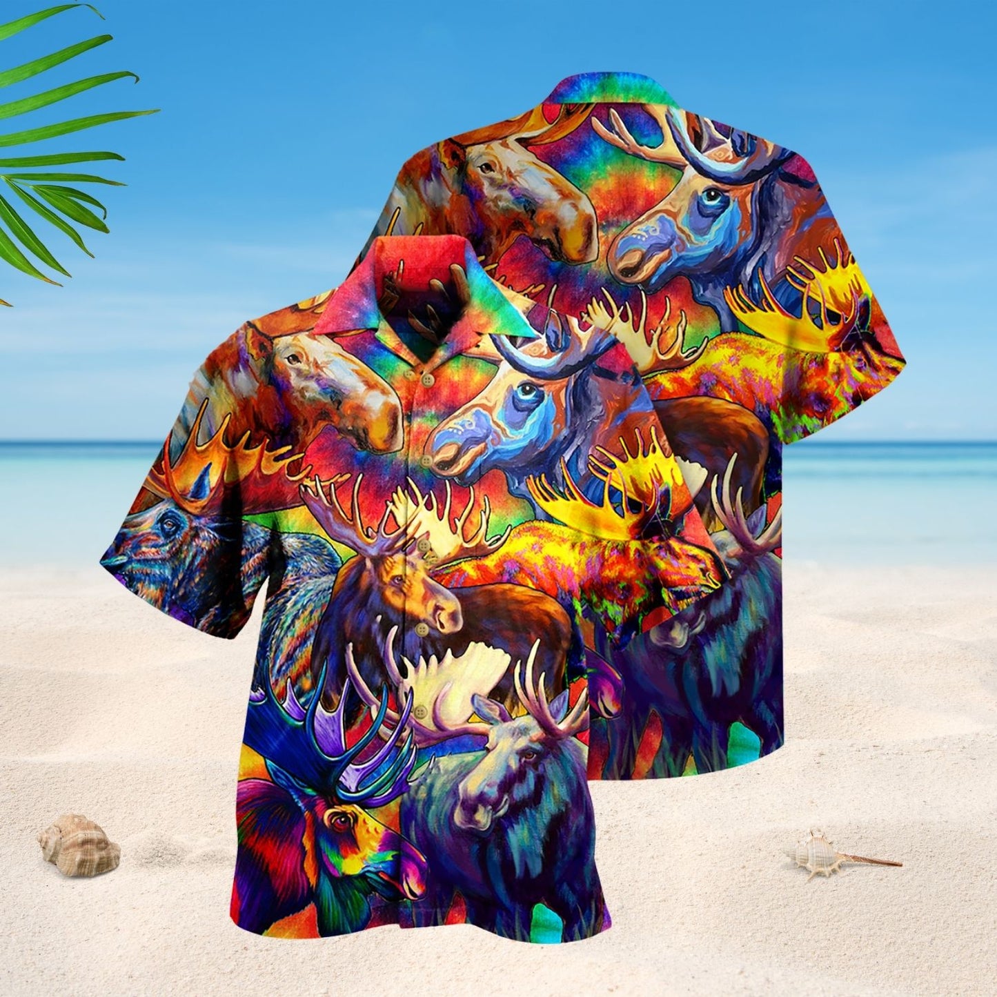Moose Colorful Painting Art – Hawaiian Shirt