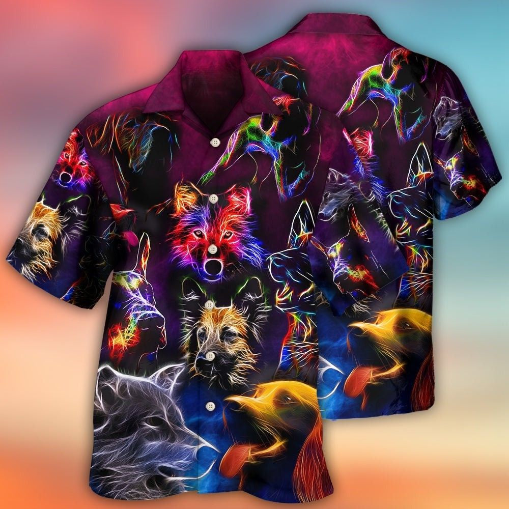 Dog Neon Lightning Energy Art – Hawaiian Shirt