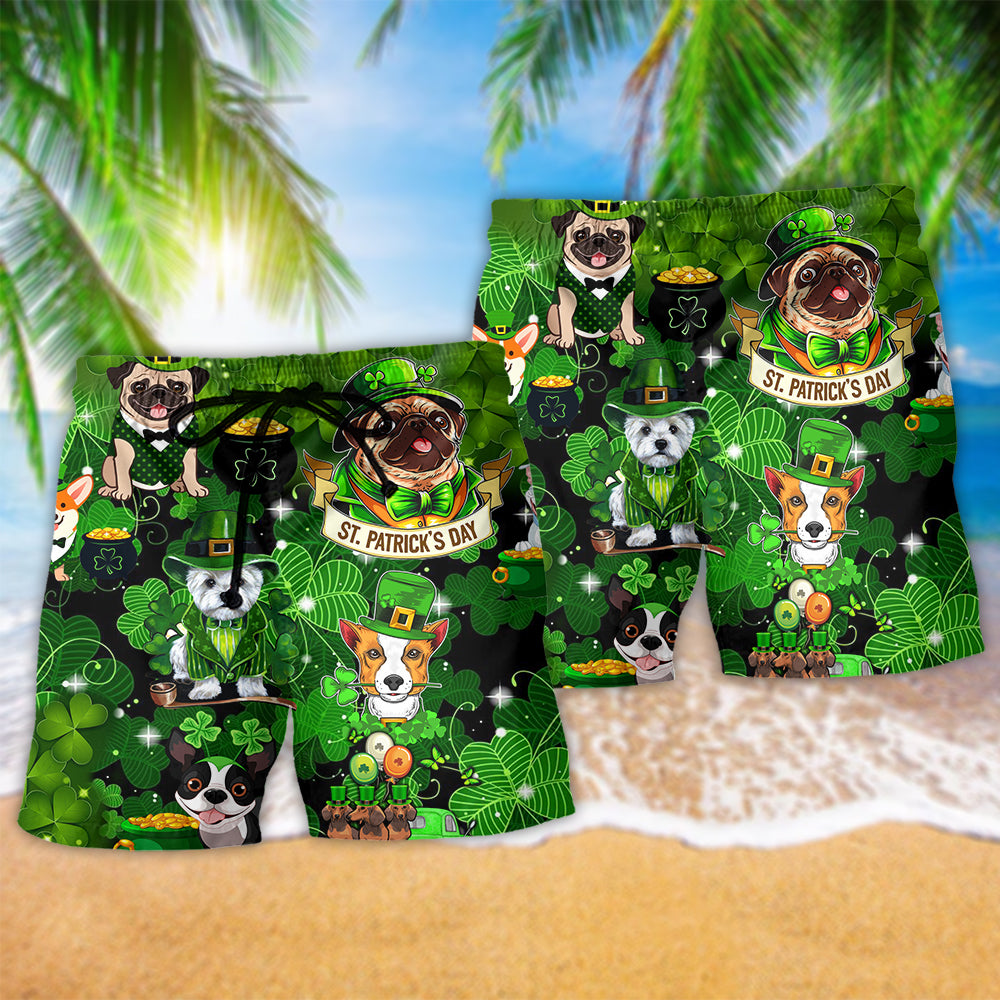 Irish Dogs Green Lucky Theme Art – Beach Short