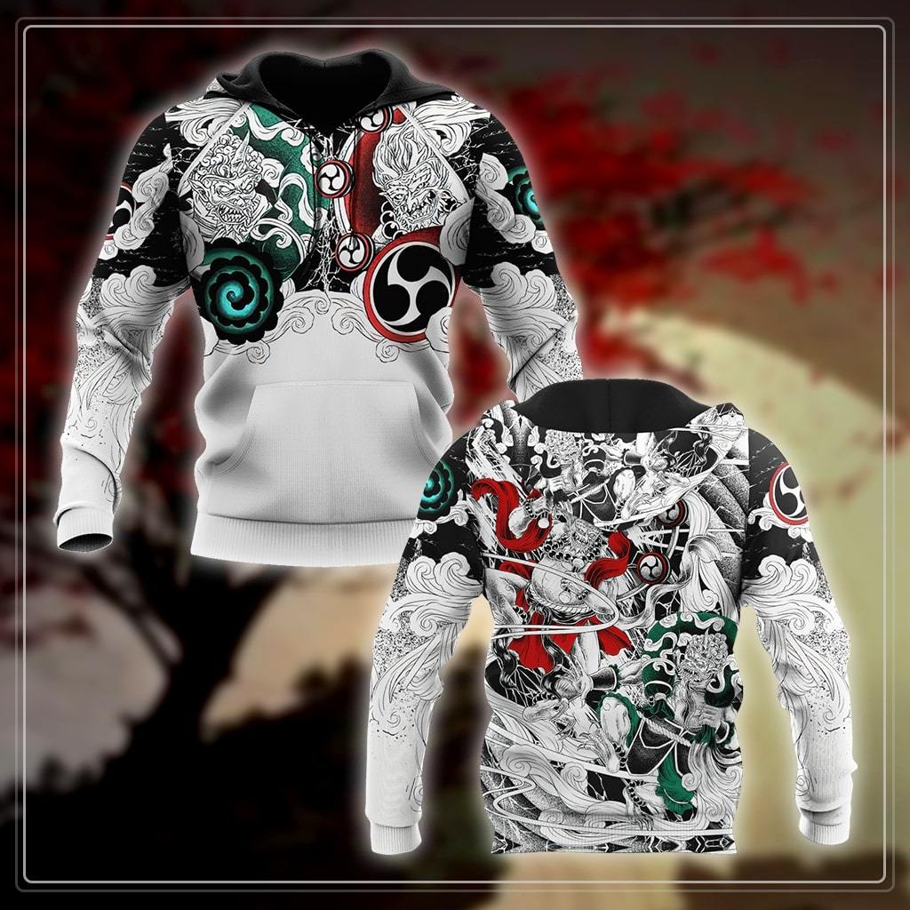 Japanese Wind And Thunder Gods Art – 3D Hoodie