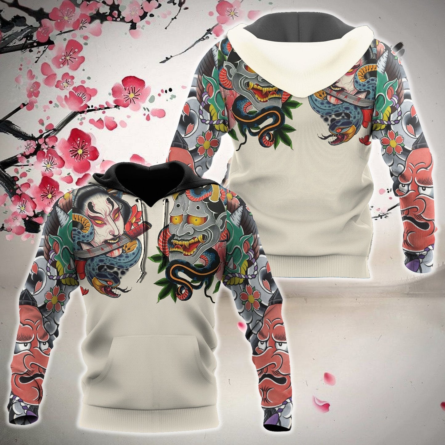 Japanese Culture White Art – 3D Hoodie