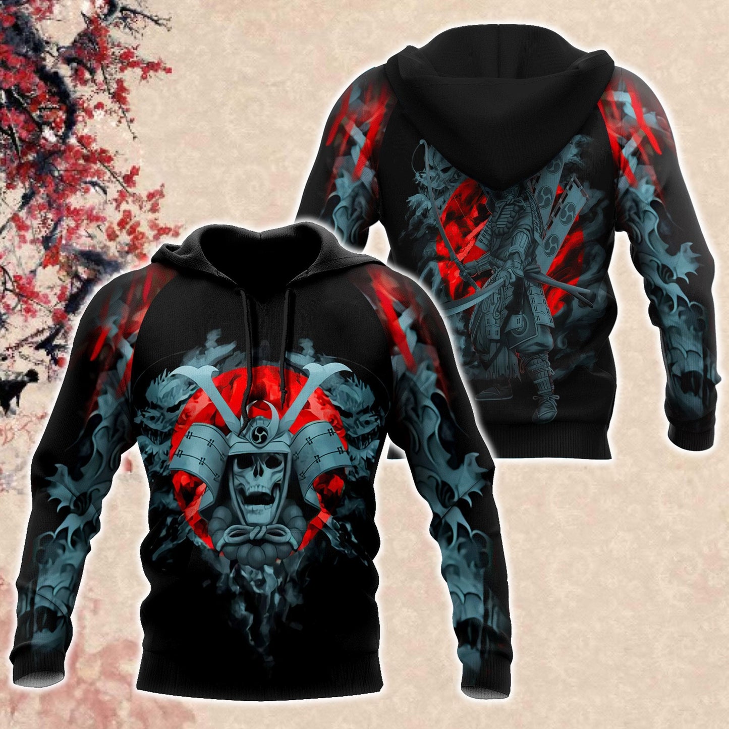 Japanese Mask Art Design – 3D Hoodie