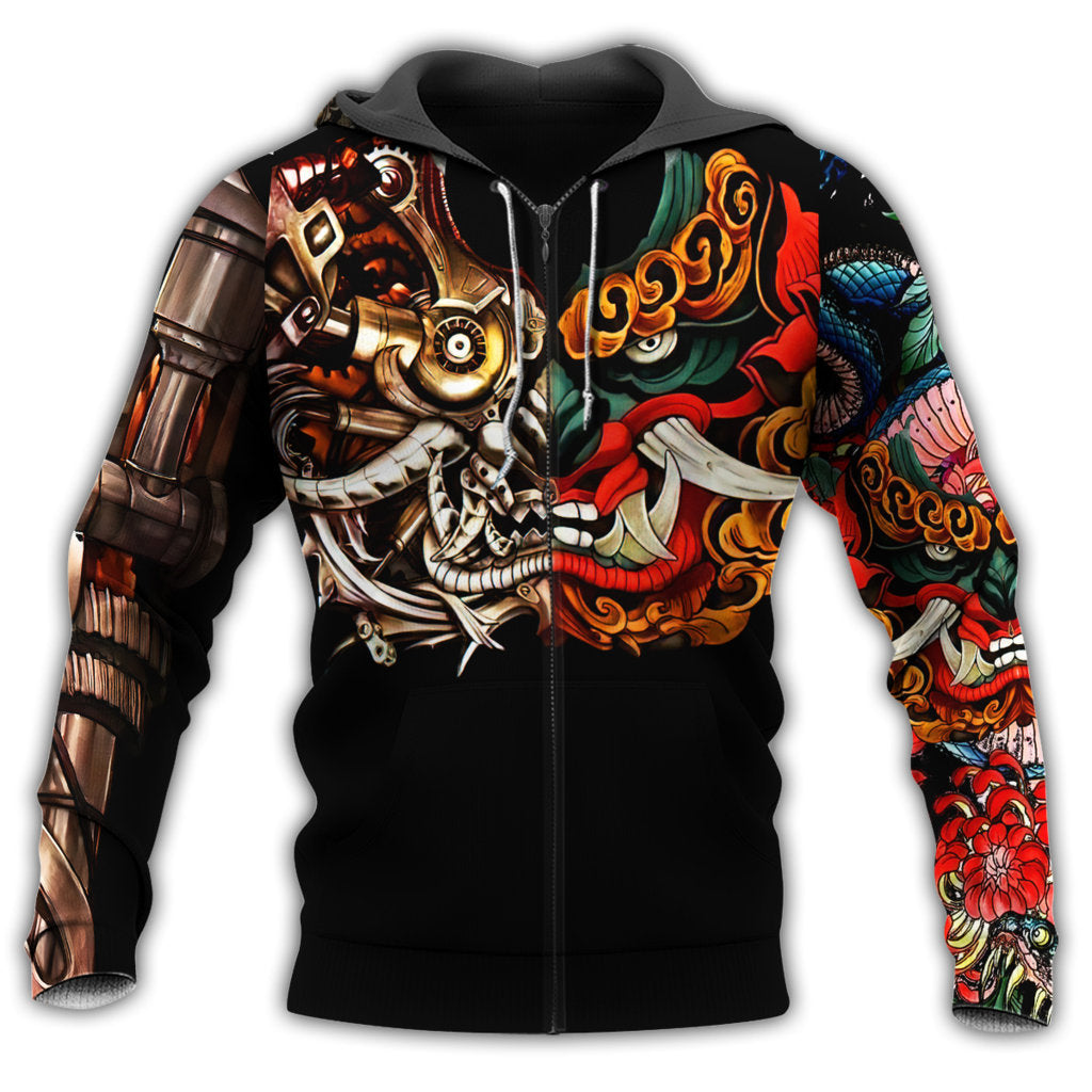 Japan Mask Tattoo Art - 3D Hoodie2