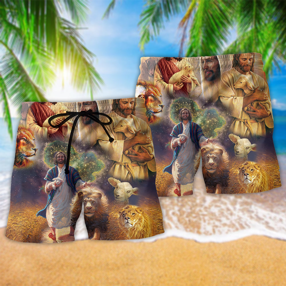 Jesus Animals Saved Inspired Style – Beach Short
