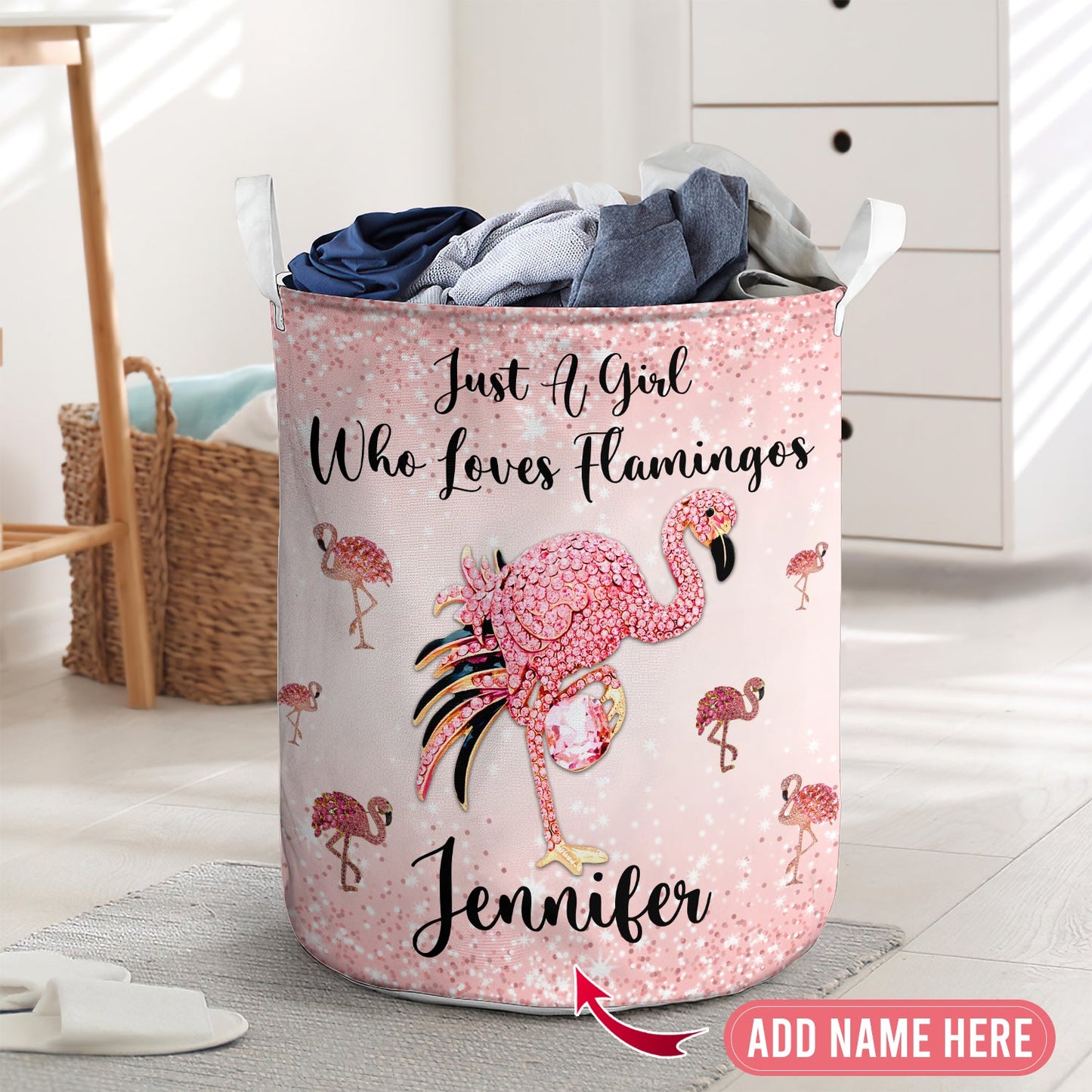 Just a girl who loves flamingo personalized - Laundry basket - LAUB02TNH280222-Owls Matrix