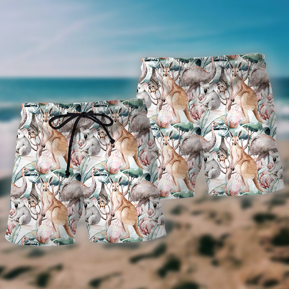 Kangaroo And Koala Cute Animal Art – Beach Short