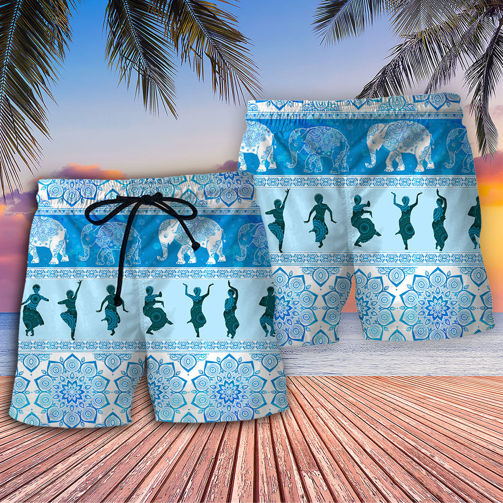 Elephant Kathak Pattern Cultural Art – Beach Short