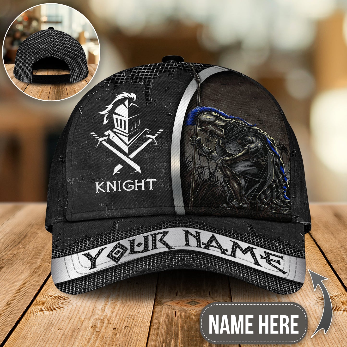 Knights Templar Warrior Black Vintage Style Personalized – Classic Cap