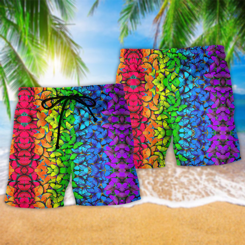 LGBT Pride Rainbow Butterfly Colorful Art – Beach Short