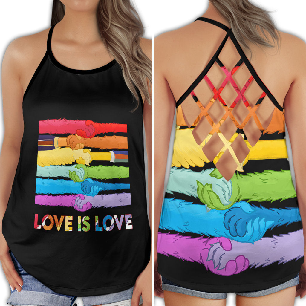 Love Is Love Hand Pride Vibes - Hollow Tank Top