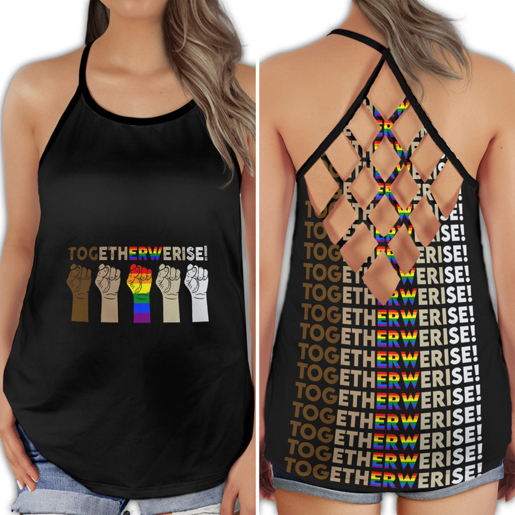 LGBT Love Together We Rise Unity Pride Message Artwork - Hollow Tank Top