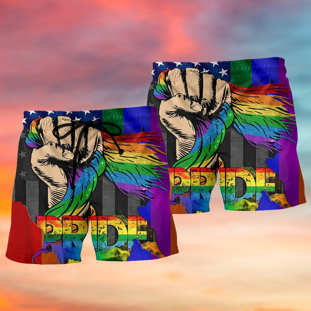 LGBT Pride Love Is Love Hand Art – Beach Short