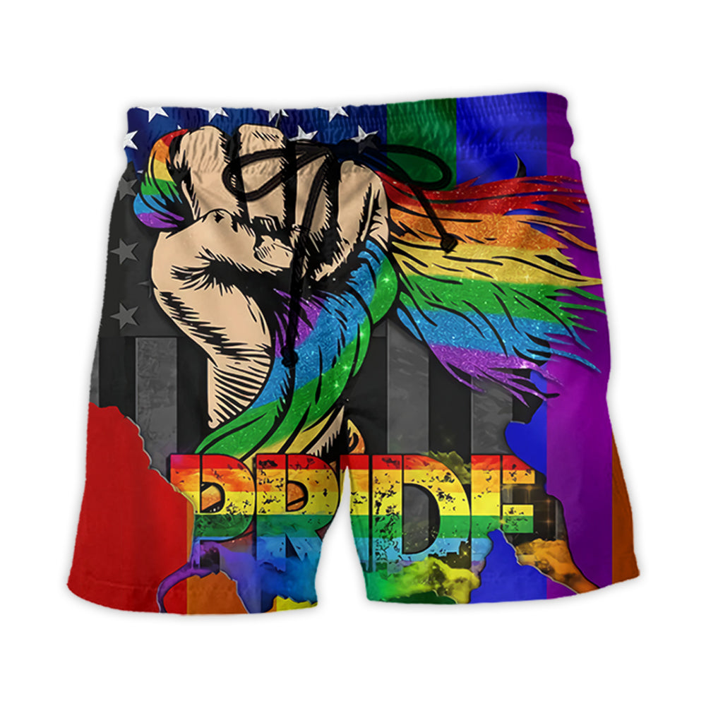 LGBT Pride Love Is Love Hand Art – Beach Short