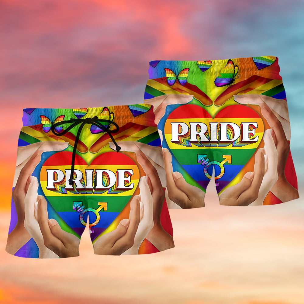LGBT Pride Love Heart Colorful Art – Beach Short