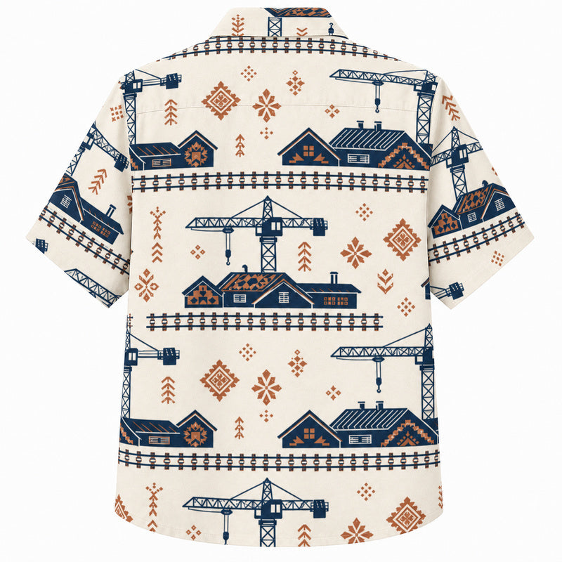Labor Day Hawaiian Shirt- Crane Cottage Railway Design for the Long Weekend