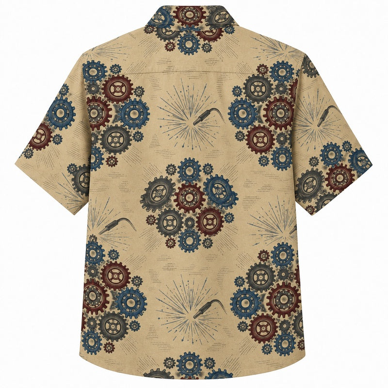 Labor Day Hawaiian Shirt Floral Gear Tan Print for the Holiday
