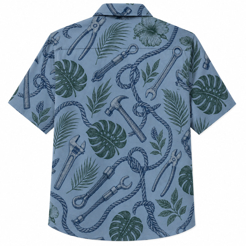 Labor Day Hawaiian Shirt- Rope Wrench Fern Toss Design for the Long Weekend