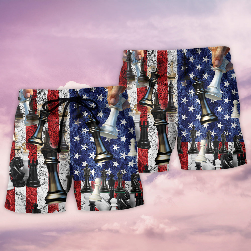 Chess Independence Day Celebration Art – Beach Short