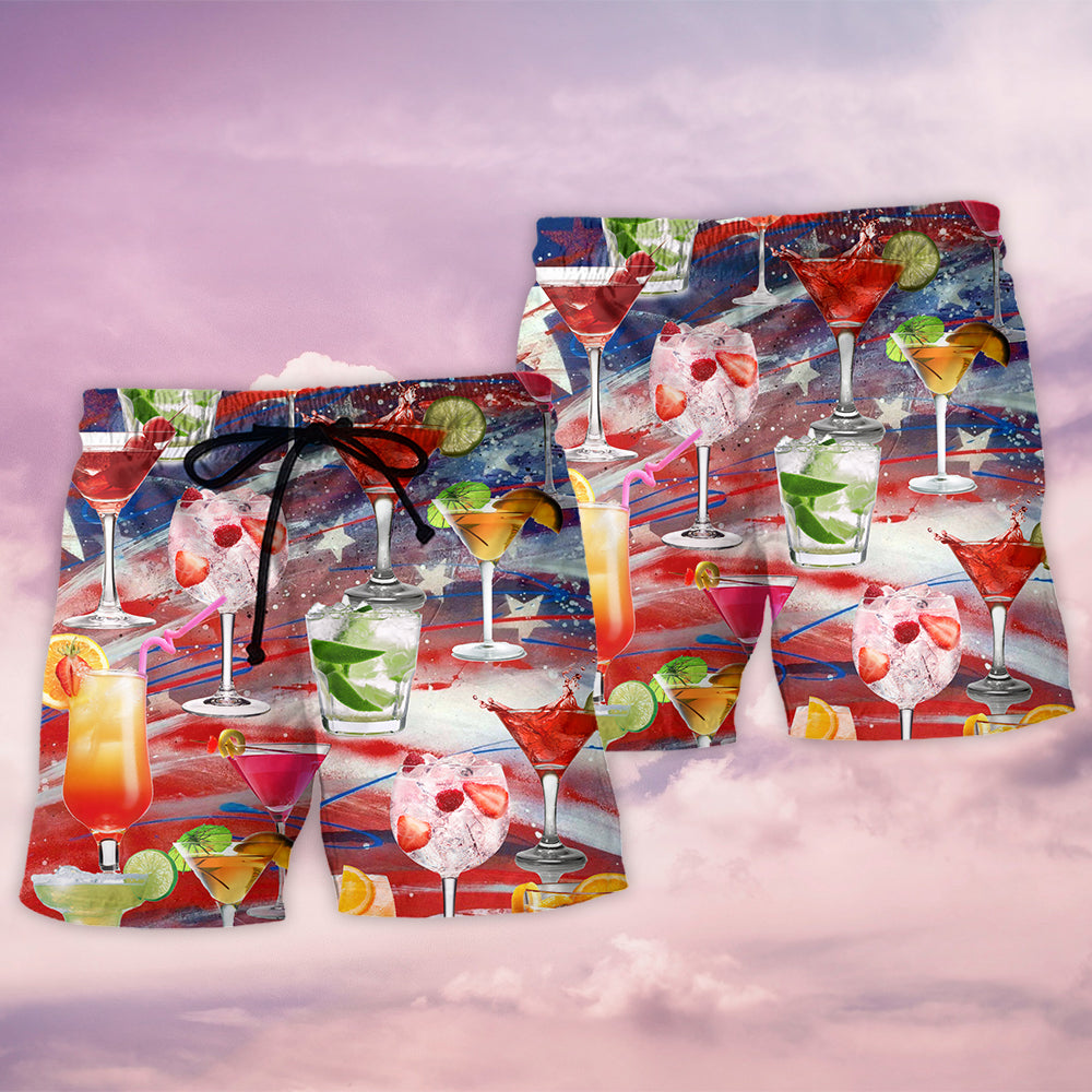 Cocktail Independence Day Cheers Art – Beach Short
