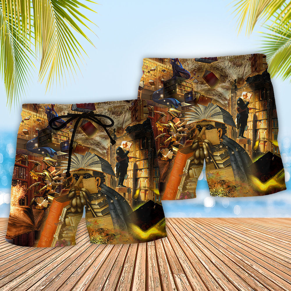 Mysterious Librarian Fantasy Art – Beach Short