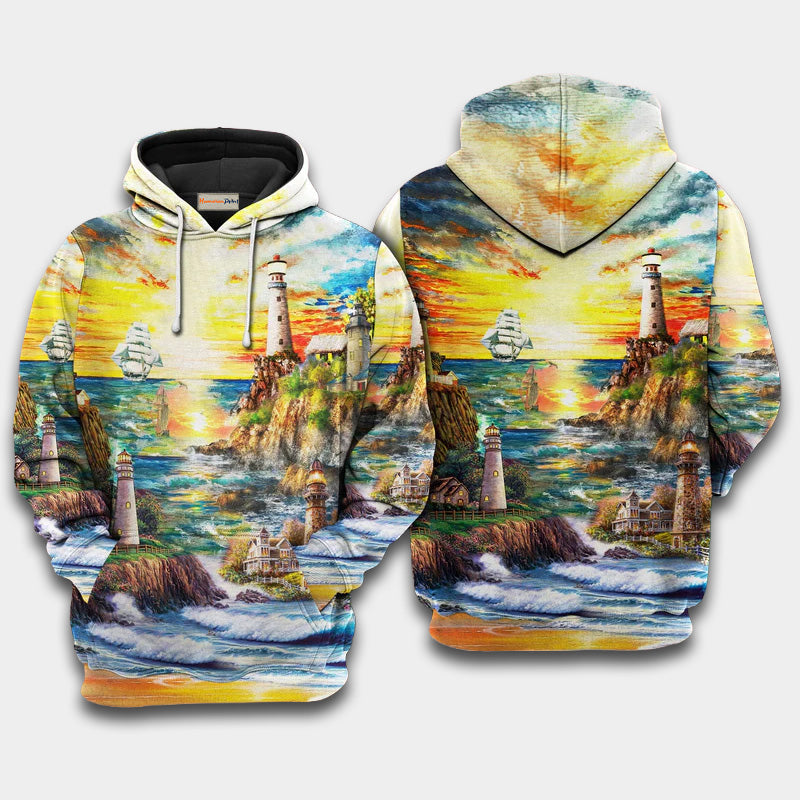 Lighthouse Love Ocean Art – 3D Hoodie