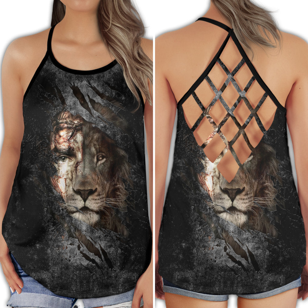Lion Bless Today Strong Wild Spirit Nature Art Style - Hollow Tank Top