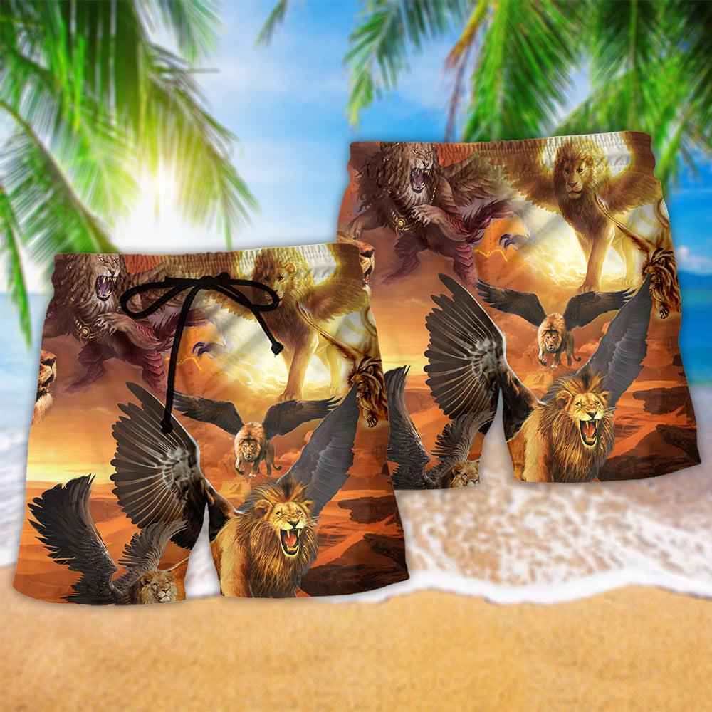 Lion Strength Love Life Art - Beach Short