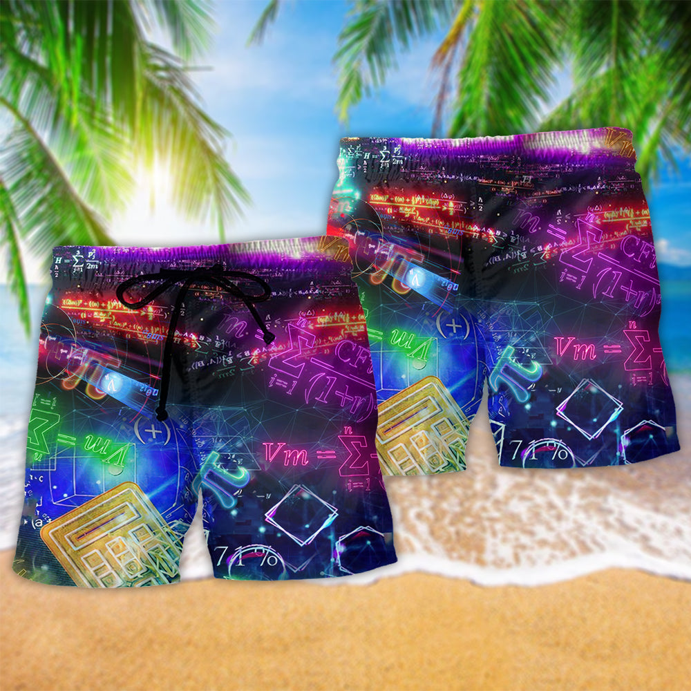 Math Makes Life Better Colorful Art – Beach Short