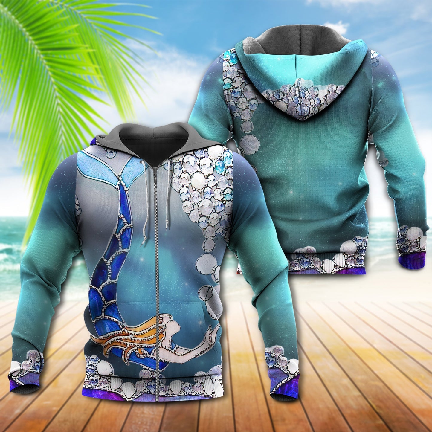 Mermaid Love Ocean And Sky - 3D Hoodie