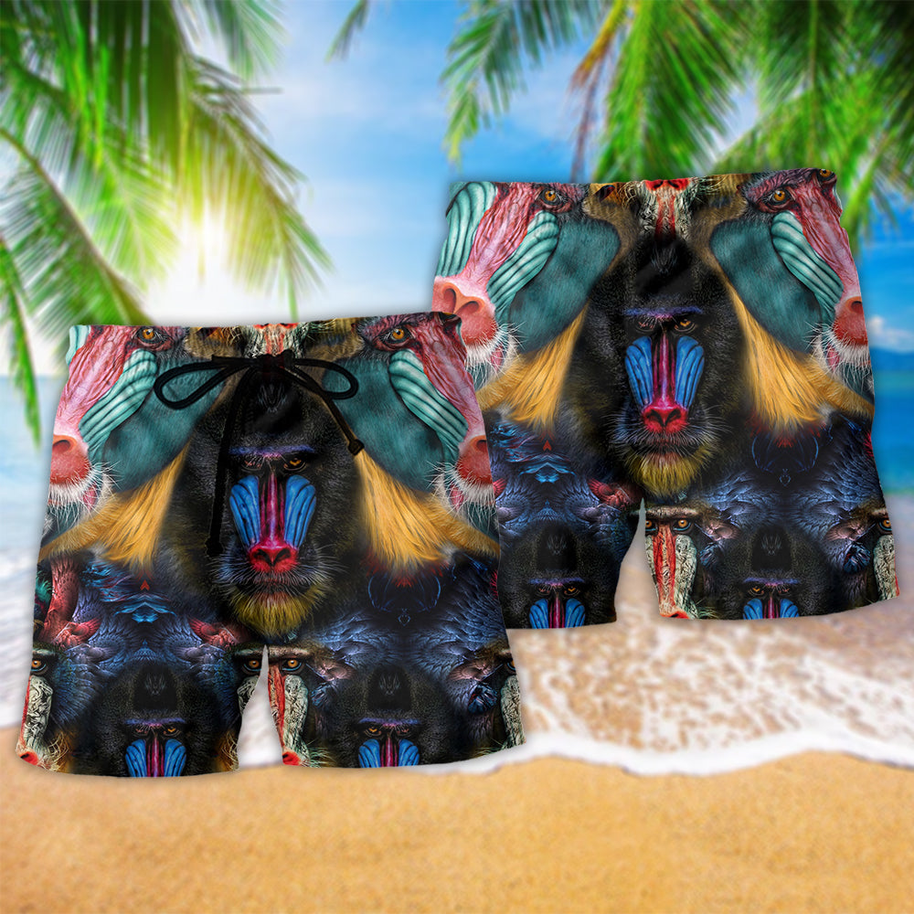 Mandrill Monkey Vibrant Color Art – Beach Short