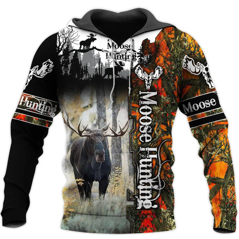 Moose Hunting Story Art – 3D Hoodie
