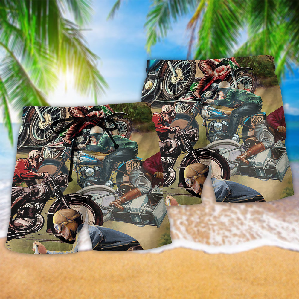 Motorcycle Is My Therapy Lifestyle Art – Beach Short