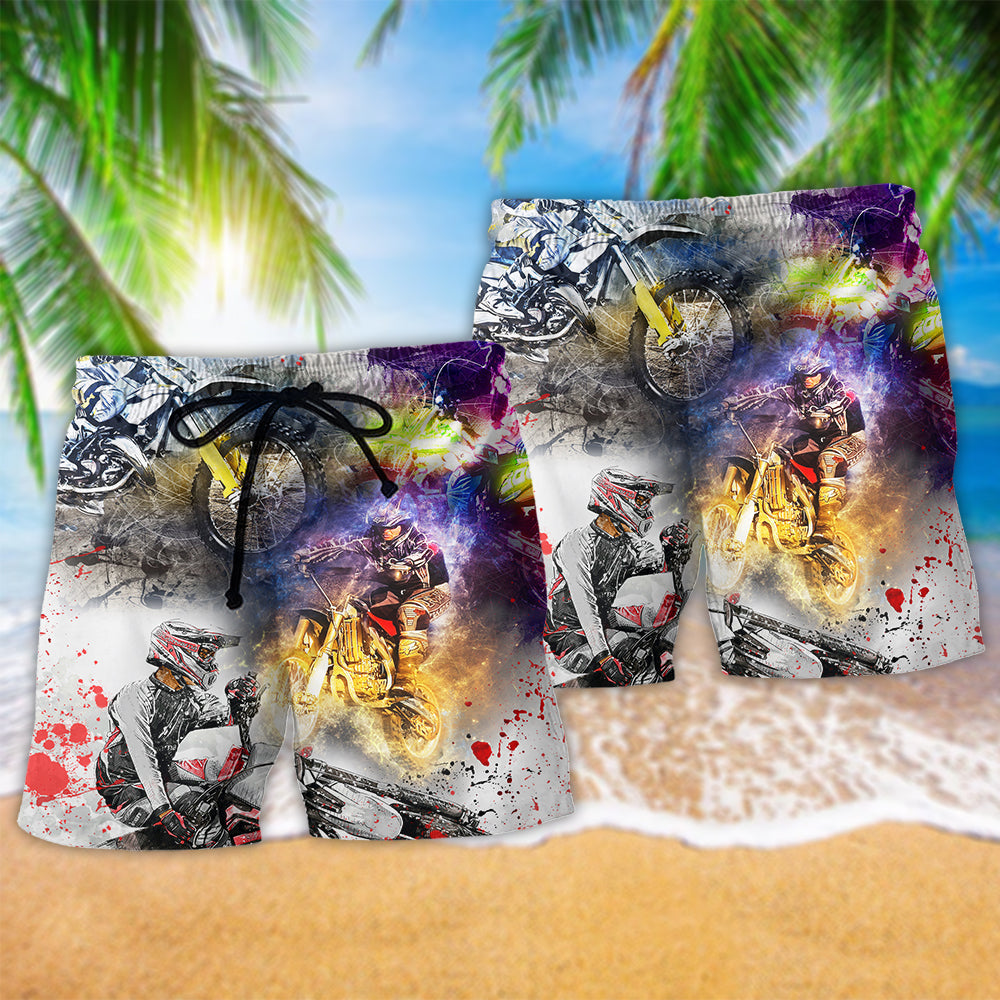 Motorcycle Adventure Freedom Quote Art – Beach Short