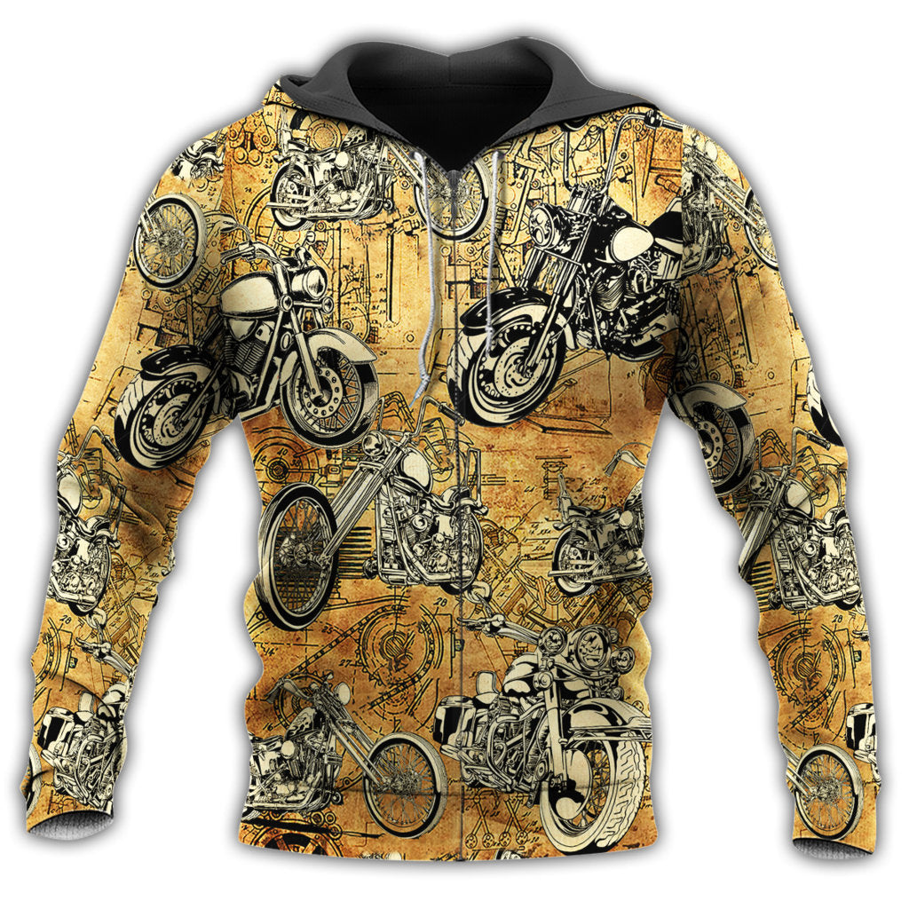 Motorcycle Vintage Dark Yellow - 3D Hoodie
